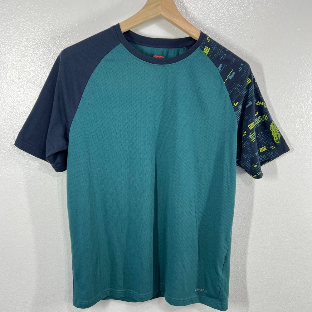 Canterbury VAPODRI Graphic Performance Shirt Mens L Teal Navy Sleeve Athletic